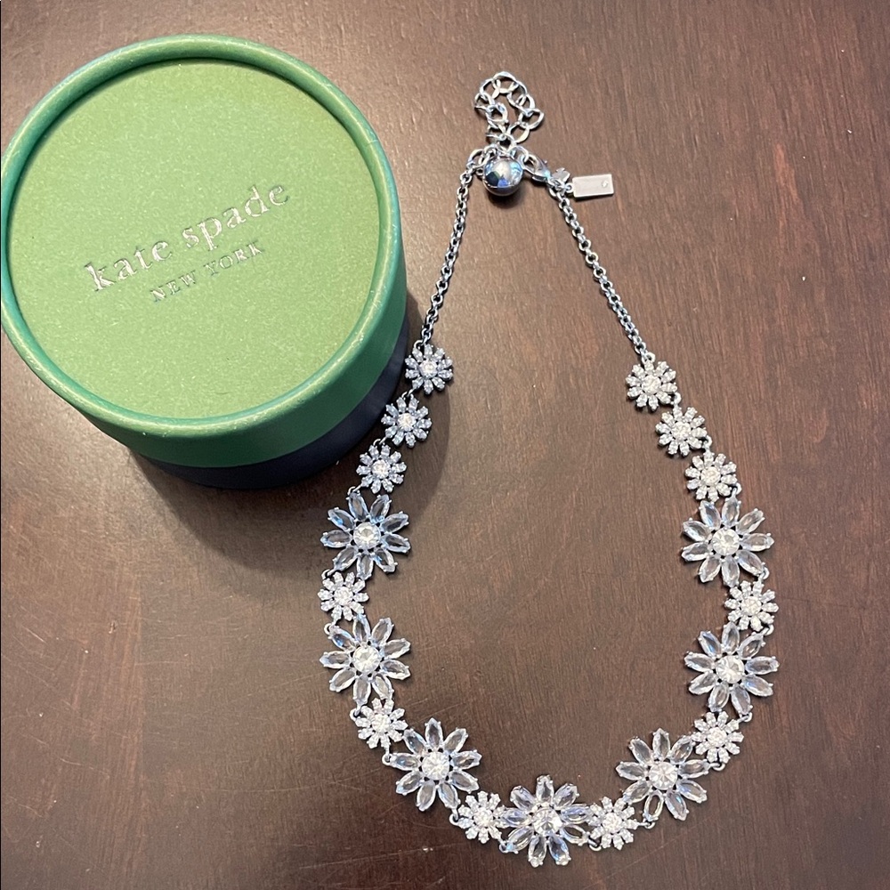 Kate Spade Silver Daisy Crystal Gardens Rhinestone Necklace